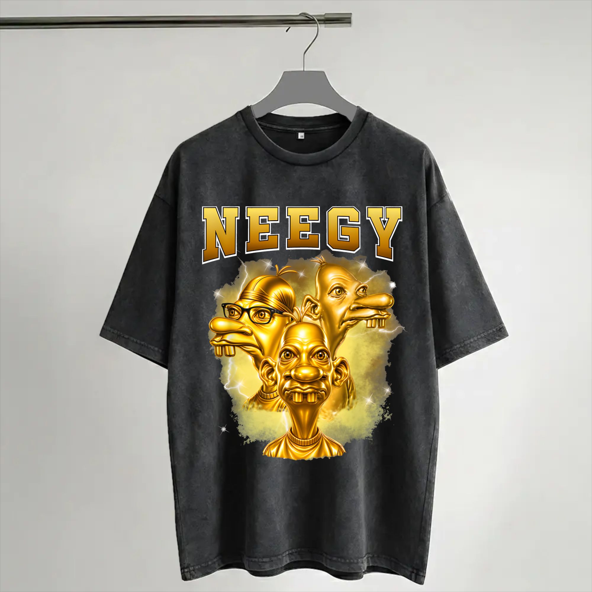 Street Fashion Gen Z - Harajuku Washed Shirt Golden Neegy Meme