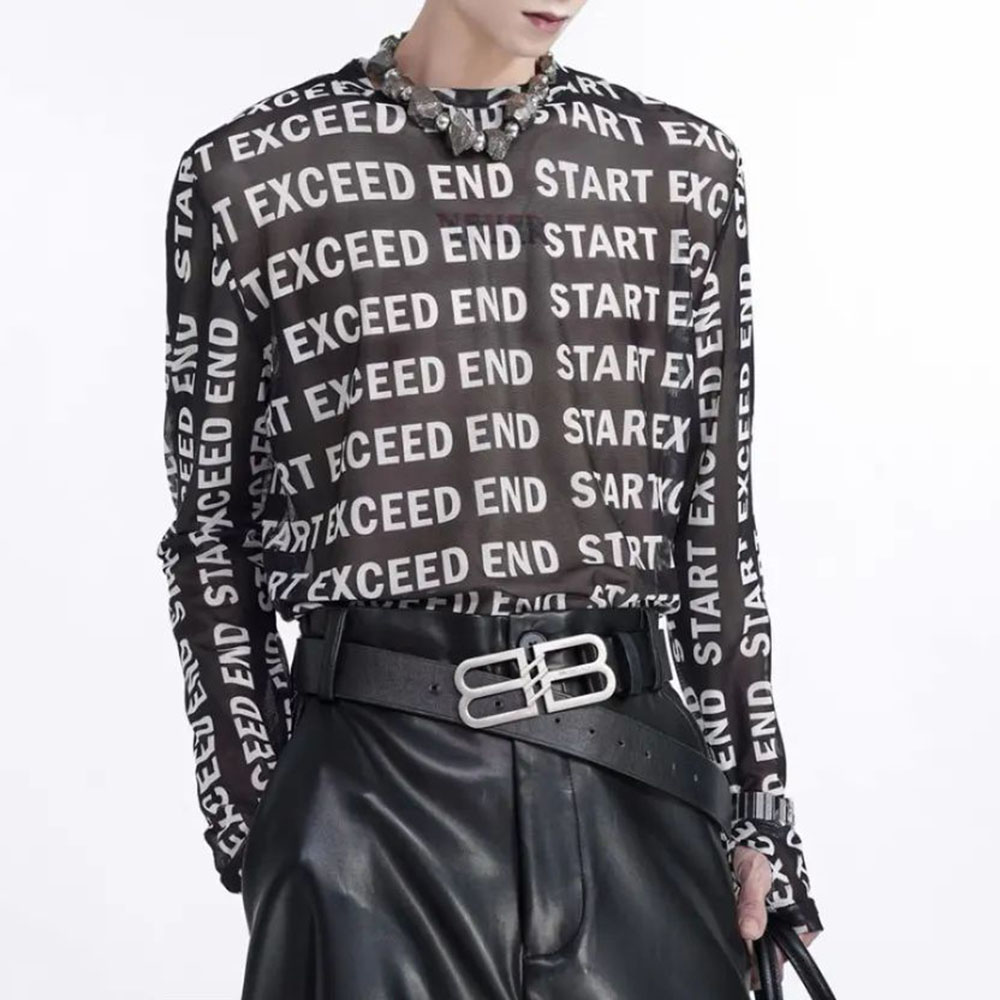 Street Fashion For Boy - Mens Tops Fashion Letter Print Mesh