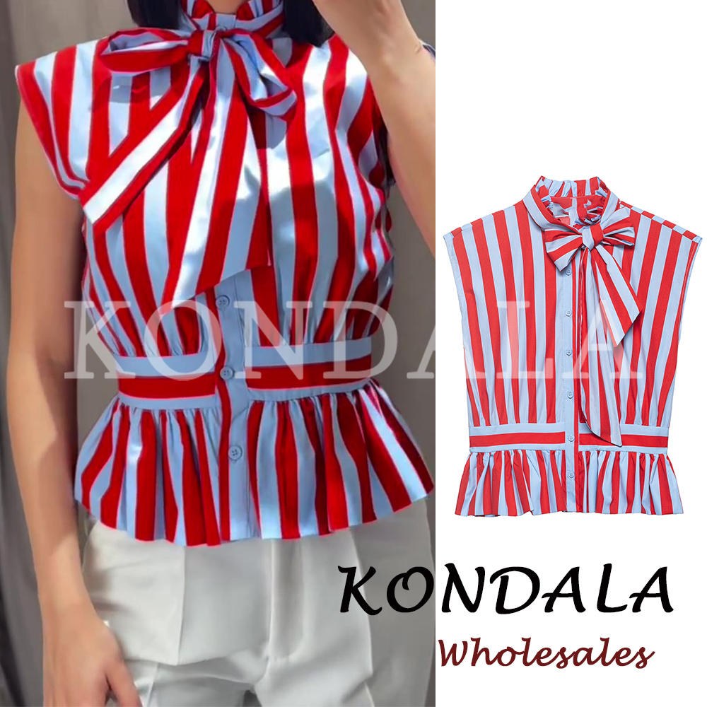 Street Fashion Vest - KONDALA Chic Striped Y2K Women Blouse