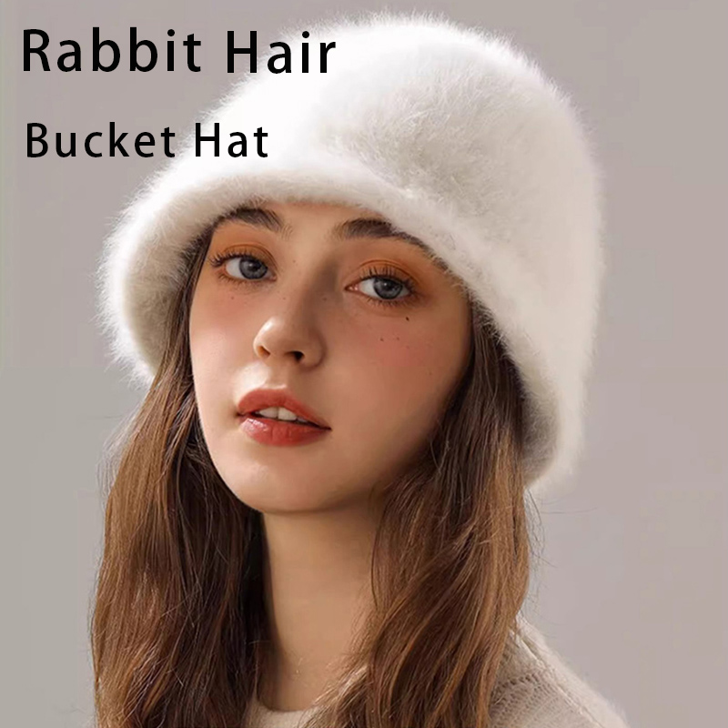 Street Fashion Russia - Winter Rabbit Hair Bucket Hat For