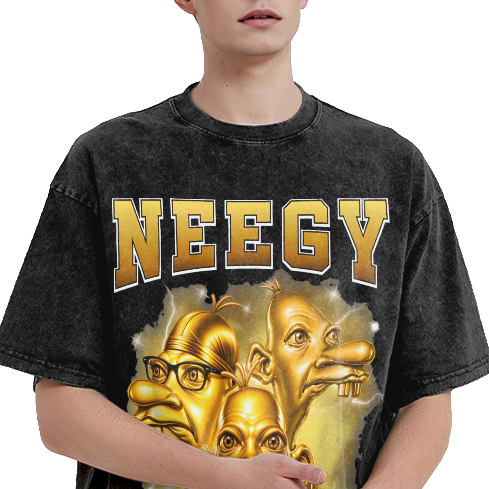 Harajuku Washed Shirt Golden N - Street Fashion Gen Z 评论和价格