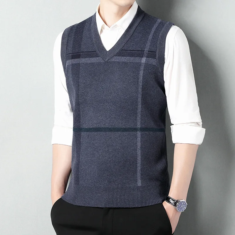 Knitted Sweater Vests Men V-ne - Street Fashion Vest 评论和价格