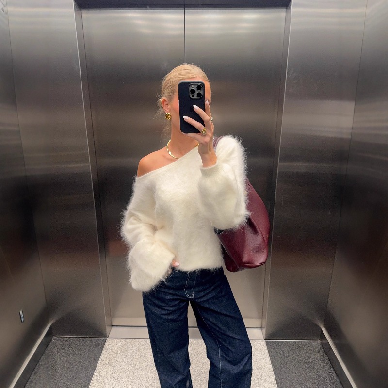 2025 Women Solid Off Shoulder  - Street Fashion Winter 2025 评论和价格